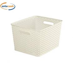 CESTINO RATTAN RETTANGOLARE BIANCO 29 L