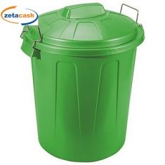 BIDONE PATTUMIERA CON MANIGLIE IN METALLO VERDE DA 70 LT