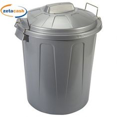 BIDONE PATTUMIERA CON MANIGLIE IN METALLO GRIGIO DA 70 LT