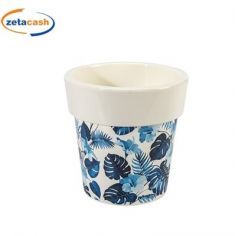 VASO IN PLASTICA CON STAMPA FIORI E FOGLIE DIAM 25 CM