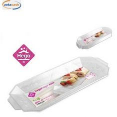 VASSIOIO RETTANGOLARE PLASTICA TRASPARENTE C/MANICI 37X15CM