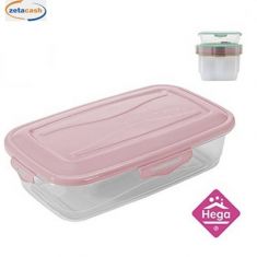 CONTENITORE RETTANGOLARE C/COPERCHIO E CHIUSURE 500 ML ASS