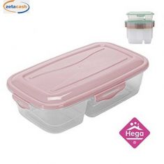 CONTENITORE RETT 2 COMPARTI C/COPERCHIO E CHIUSURE 1 LT ASS