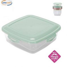 CONTENITORE QUADRATO C/COPERCHIO E CHIUSURE 500 ML COL ASS