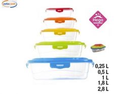 SET 5 CONTENITORI PARIS RETT 0.25/0.5/1/1.8/2.8 LT COLORATI