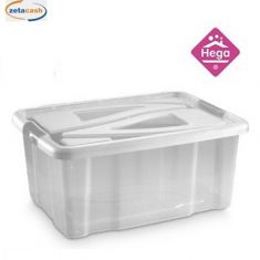 BOX PORTAOGGETTI C/COPERCHIO E CHIUSURE TRASP 40 LT