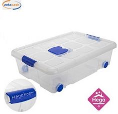 BOX PORTAOGGETTI CON RUOTE 31LT TRASPARENTE NR6 61X44XH18 CM