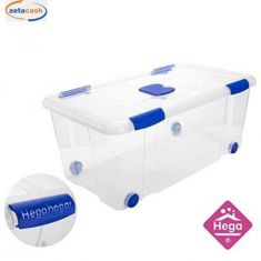 BOX PORTAOGGETTI CON RUOTE 61LT TRASPARENTE NR7 73X41XH31CM