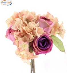 BOUQUET ROSE ORTENSIE LEGATI VIOLA 29 CM