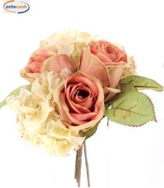 BOUQUET ROSE ORTENSIE LEGATI BEIGE 29 CM