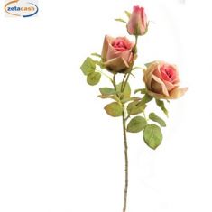 STELO 3 ROSE FUCSIA CON FOGLIE 55CM