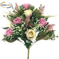 BOUQUET DI BOCCIOLI DI FIORI MALVA H 40 CM