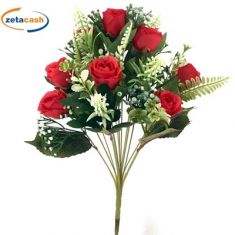 BOUQUET DI BOCCIOLI DI FIORI ROSSI H 40 CM