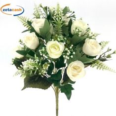 BOUQUET DI BOCCIOLI DI FIORI BIANCHI H 40 CM