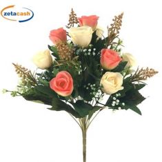 BOUQUET DI BOCCIOLI DI FIORI SALMONE H 40 CM