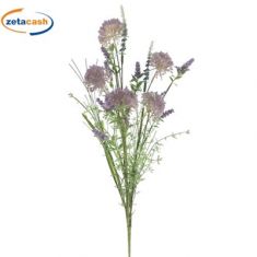 MAZZETTINO SILVESTRE ALLIUM 5 FIORI MALVA H 60 CM