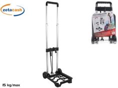 TROLLEY PORTAVALIGIE ALLUMINIO NERO ESTENDIBILE 90 CM