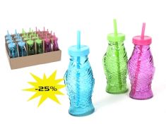 BOTTIGLIA IN VETRO A FORMA DI PESCE CON CANNUCCA