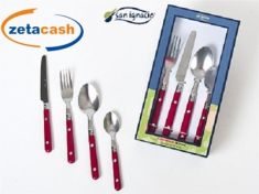 POSATE IN ACCAIO INOX CON MANICO ROSSO 24 PEZZI