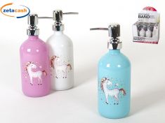 DOSATORE DI SAPONE IN VETRO CON UNICORNO