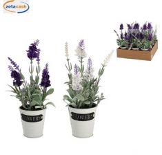 PIANTA LAVANDA CON VASO METALLO H28CM COL ASS