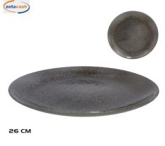 PIATTO PIANO CERAMICA MOON D26 CM GRIGIO
