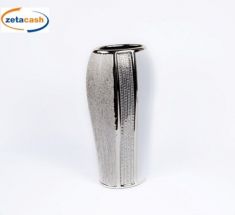 VASO IN PORCELLANA BIANCA E ORO CON RIPOTI IN VETRO H 40 CM