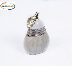 POTICHE IN PORCELLANA ORO CON RIPORTI SPECCHIATI H 22 CM