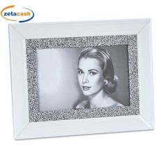PORTAFOTO IN VETRO BIANCO CON BRILLANTI 15 X 20 CM