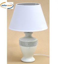 LUME IN PORCELLANA BIANCA FORMA SVASATA CON CAPPA BIANCA