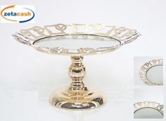 ALZATINA IN METALLO DORATA CON SPECCHIO CENTRALE 29 X 15 CM