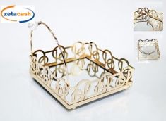 PORTATOVAGLIOLI IN METALLO ORO CON SPECCHIO INTERNO 18X18 CM