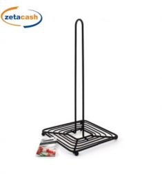 PORTA ROTOLO IN METALLO NERO CM 15X15XH31