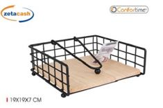 PORTATOVAGLIOLI METALLO NERO BASE LEGNO H7X19X19