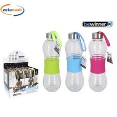 BORRACCIA VETRO CON FASCIA SILICONE TAPPO ACCIAIO 500ML ASS