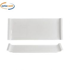 VASSOIO IN PORCELLANA BIANCA RETTANGOLARE CON MANICI 31X13CM