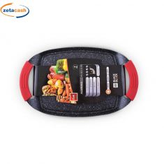 BISTECCHIERA ALLUMINIO CON FONDO LISCIO E MANICI CM 36X22X3