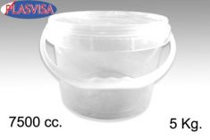 SECCHIO COPERCHIO E MANICO IN PLASTICA TRASPARENTE 5 KG.