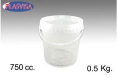 SECCHIO COPERCHIO MANICO IN PLASTICA TRASPARENTE 0,5 KG.