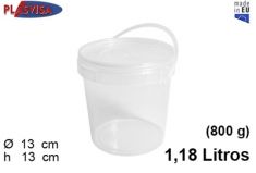 SECCHIO CON COPERCHIO E MANICO PLASTICA TRASPARENT 800gr