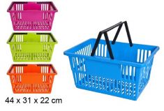 CESTA IN PLASTICA COLORATA CON DUE MANICI