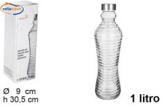 BOTTIGLIA RIGATA DI VETRO CON TAPPO LT 1