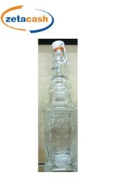 BOTTIGLIA IN VETRO TRASPARENTE DECORATA CON TAPPO MECCANICO