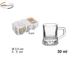 BICCHIERINI IN VETRO LIQUORE CON MANICO 30 ML 6 PEZZI