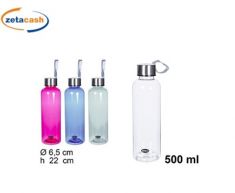 BORRACCIA PLASTICA CON TAPPO ACCIAIO 500 ML COL ASS