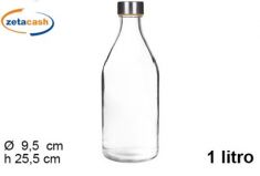 BOTTIGLIA ACQUA VETRO CON TAPPO ACCIAIO 1 LT