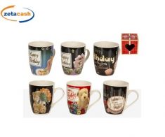 TAZZA PORCELLANA HAPPY BIRTHDAY IN BOX REGALO D8XH11 CM ASS