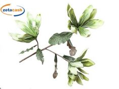 RAMO CON 3 FIORI VERDI E FOGLIE