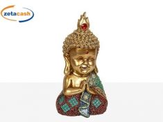 BUDDHA IN RESINA SEDUTO C/DECORI 11X10XH21 CM