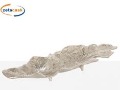VASSOIO DECORATIVO FOGLIA METALLO C/PIEDINI 51X19XH7CM